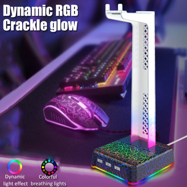 RGB LED Headphone Stand with 3 Port USB Hub