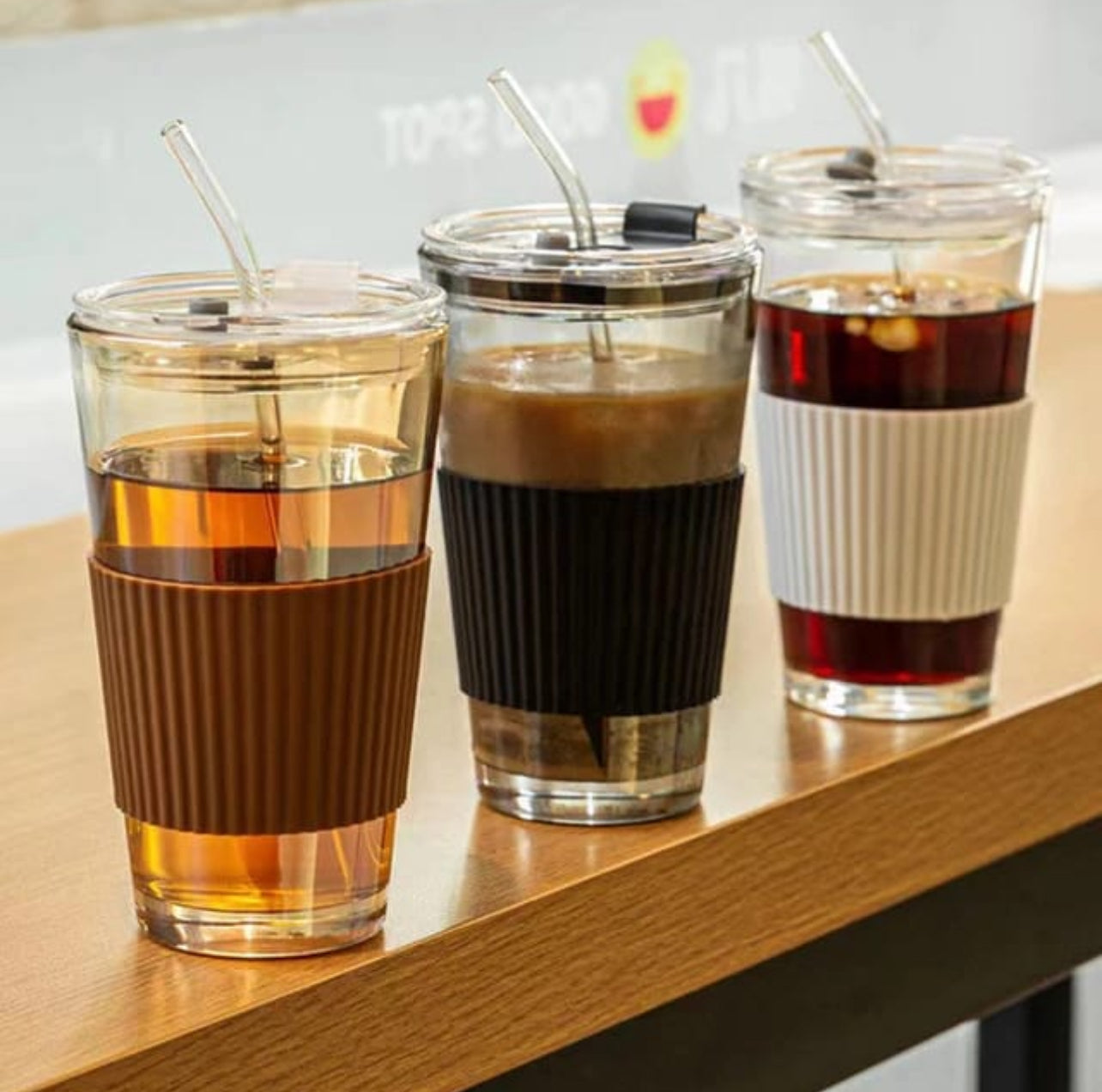 Minimalist Style Glass Straw Cup With Thermal Insulation