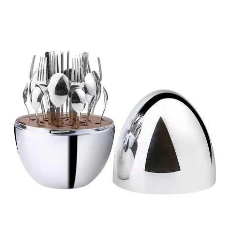 24 Pieces Stainless Steel Cutlery Set With Stand Egg Shape