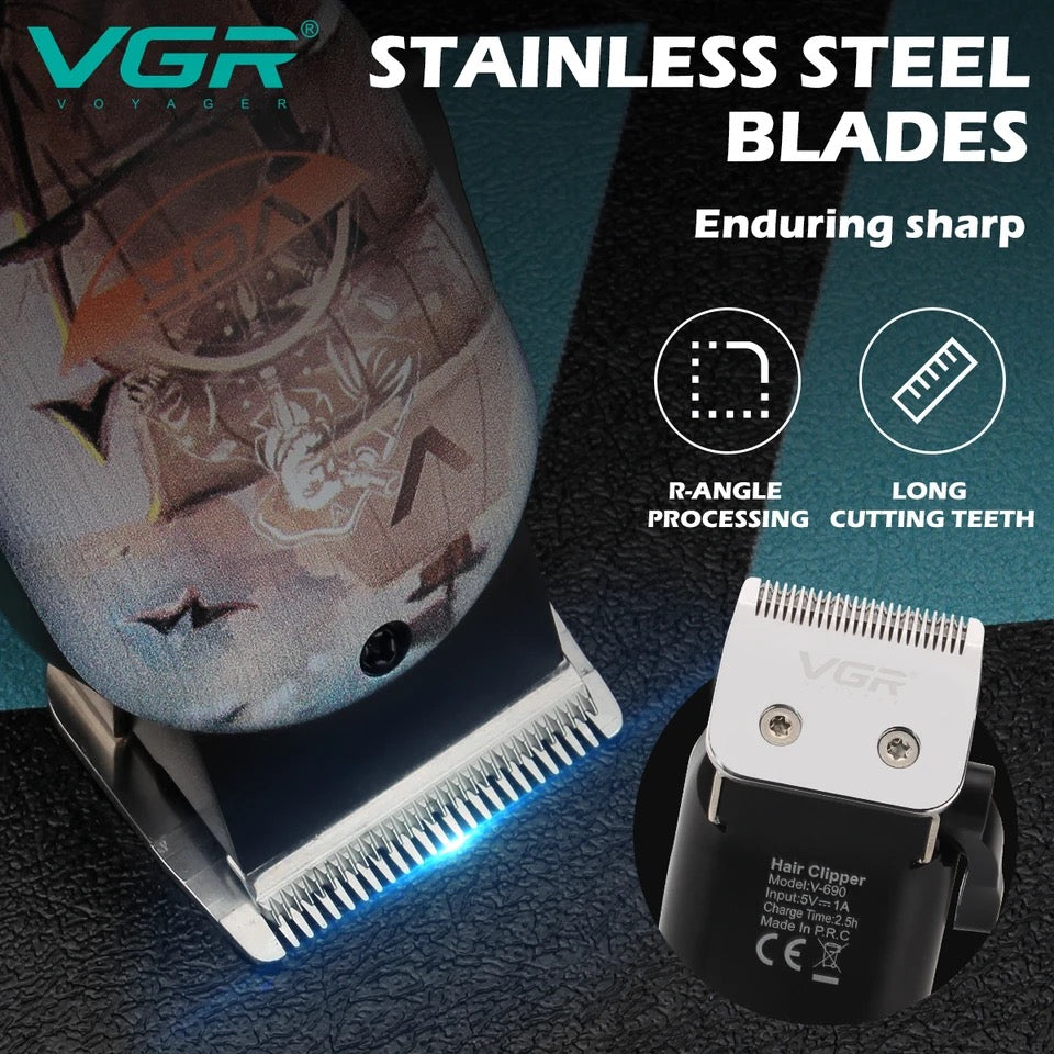 VGR Professional Hair Clipper Barber Hair Trimmer Cordless Hair Cutting Machine Rechargeable Adjustable Trimmer for Men V-690