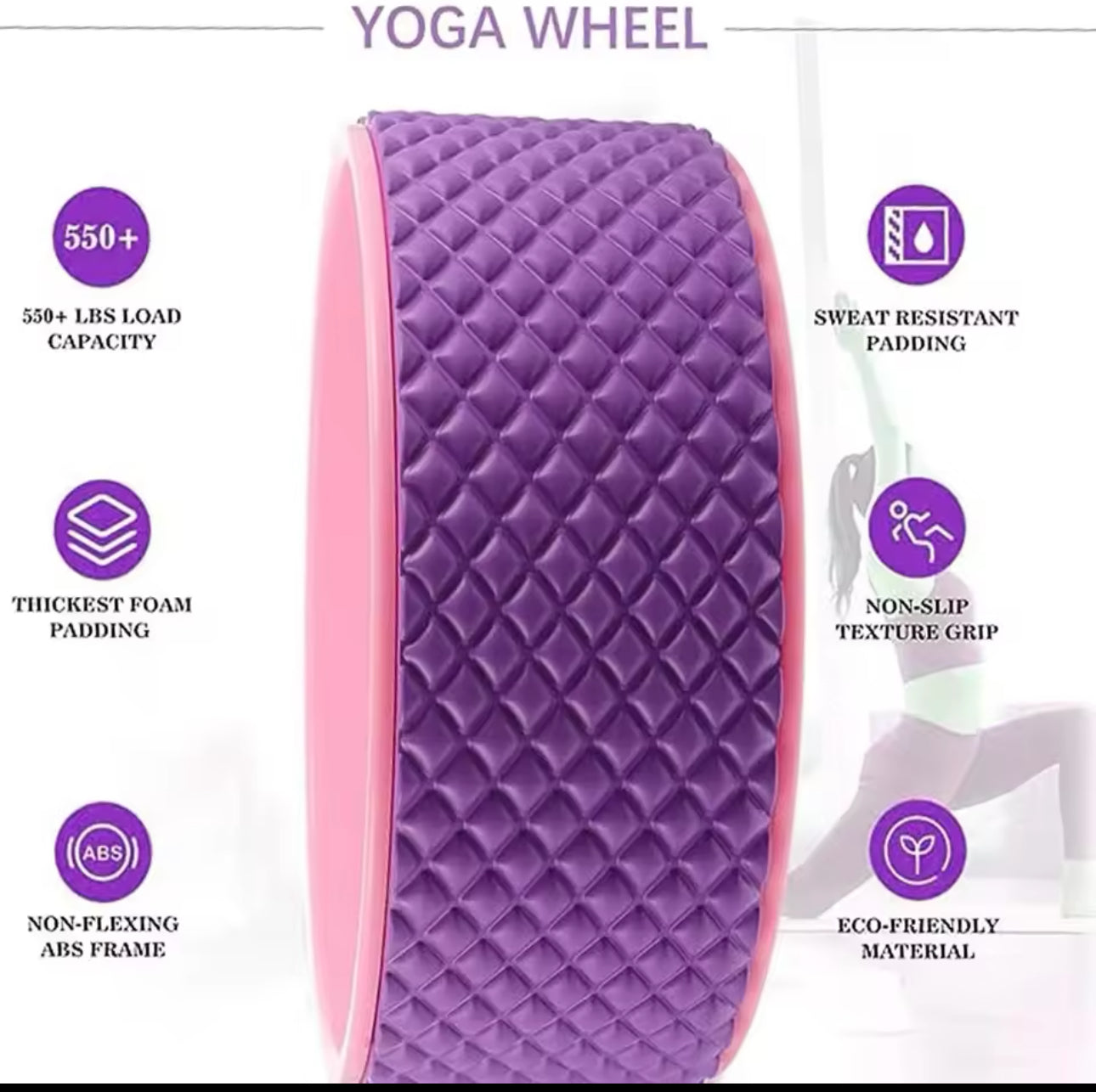 Yoga Wheel Roller For Back Pain Relief, Back Roller, Stretching Device, Back Cracking, Perfect For Spine Stretching,Yoga Roller