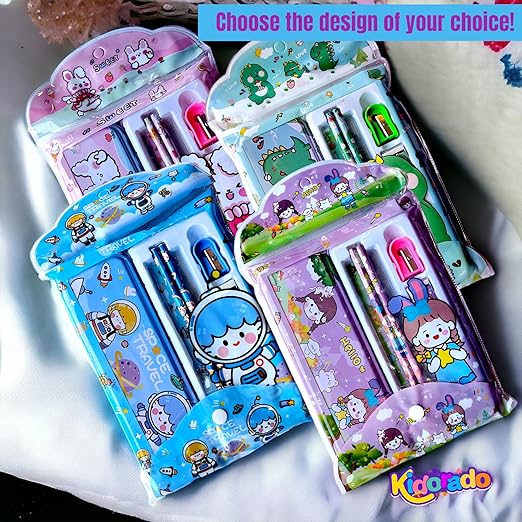 5 In 1 Cartoon School Items For Kids