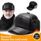 Winter Baseball Cap Plush Cotton Leather Hat Warm Baseball Cap Ear Protection - Unisex