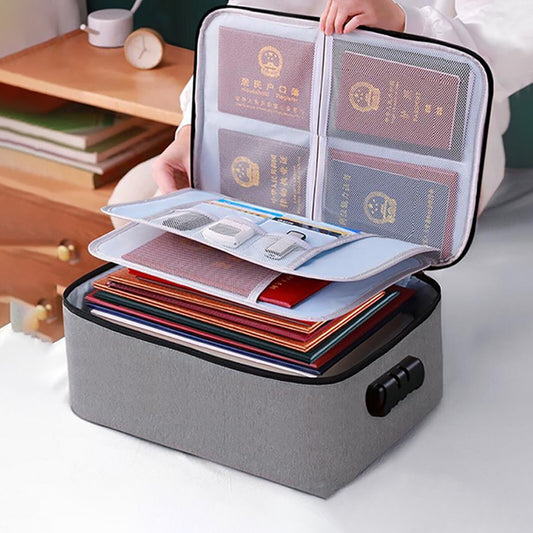 Multi-Layer Lockable Business Travel Document Organizer Bag With Combination Lock