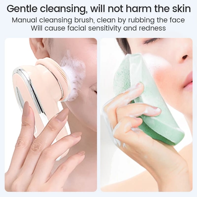 Electric Multifunctional Temperature-sensing Facial Cleansing Device Face Washing Brush Skin Massager Cleanser Deep Pore Clean