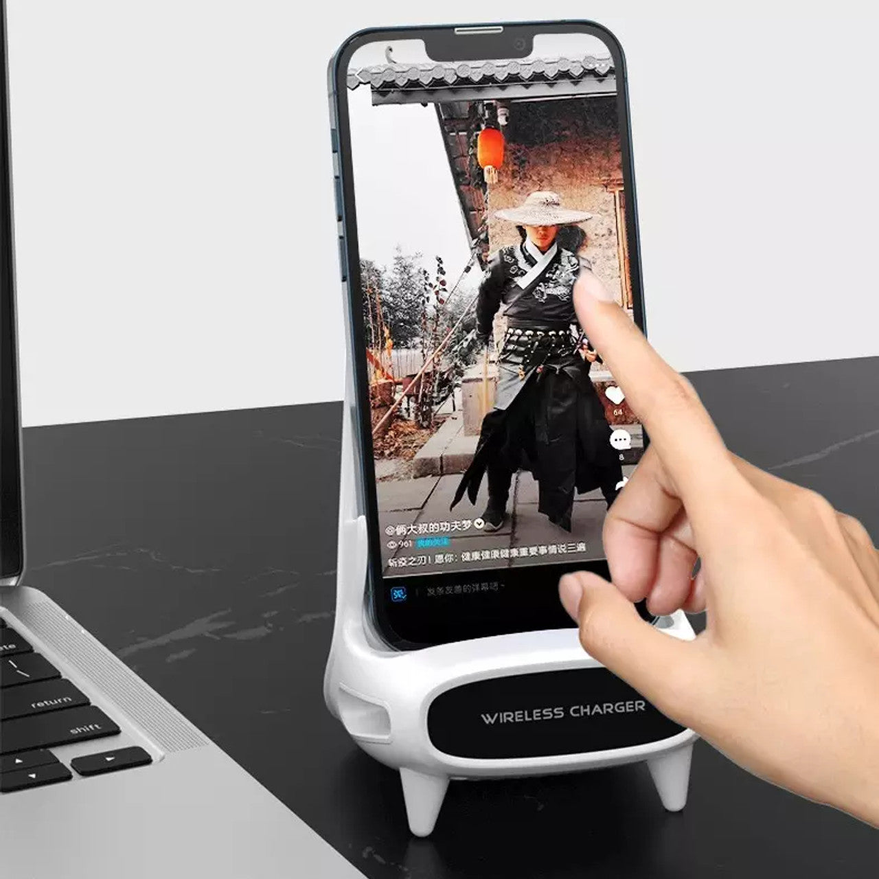 Wireless Charging Phone Holder - Cordless & Compact Design