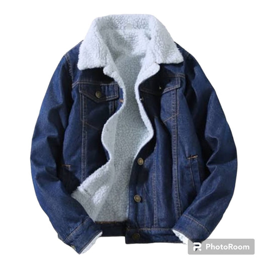 Casual Classic Denim Fleece Lined Jacket for Men ( Blue or Black)