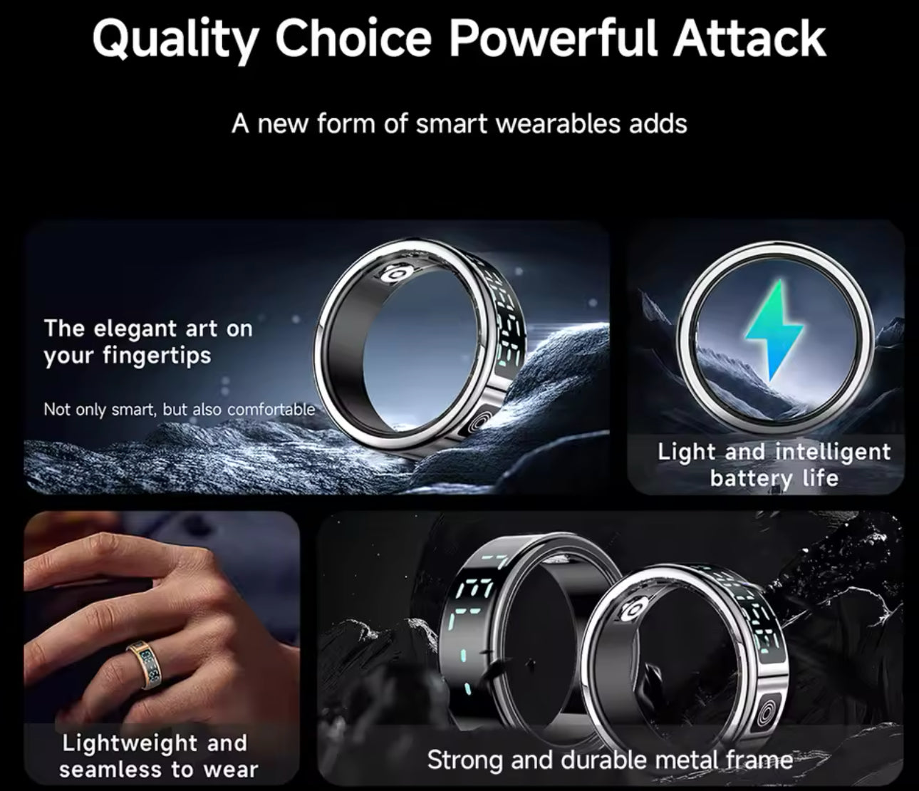 New High Performance Smart Ring With 5ATM Waterproof Gesture Operated Camera Video Health Monitoring and Durable Battery