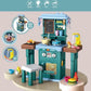 2 IN 1 B/O Mist Spray Happy Kitchen Toys Cooking Kitchen Cabinet Table Toy Big Toy Kitchen Set