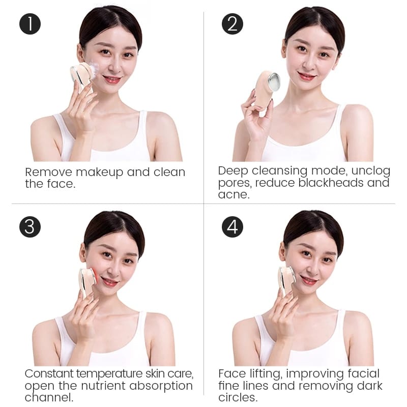 Electric Multifunctional Temperature-sensing Facial Cleansing Device Face Washing Brush Skin Massager Cleanser Deep Pore Clean