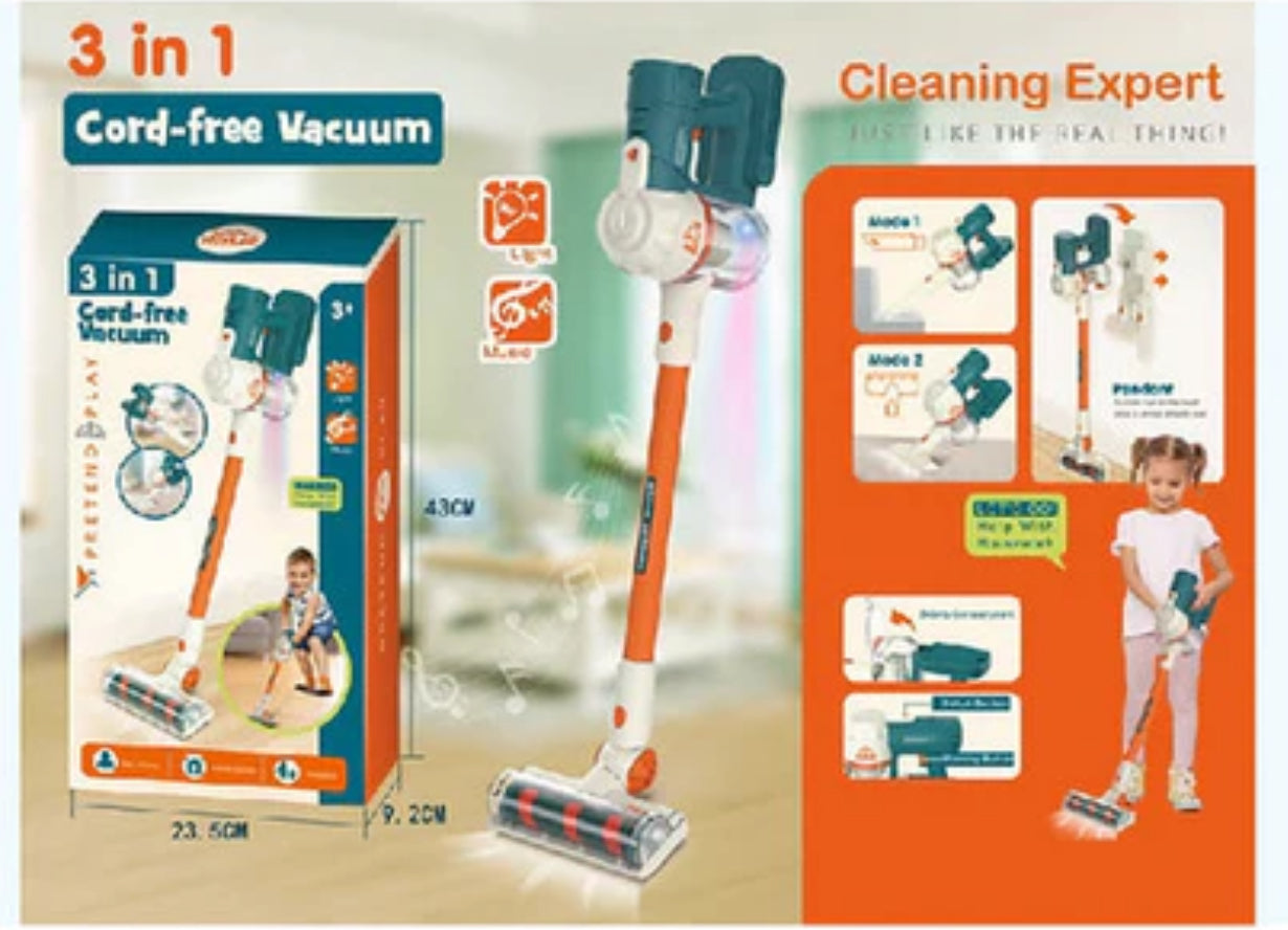 3 IN 1 CORD-FREE VACUUM CLEANER PRETEND PLAY KIT