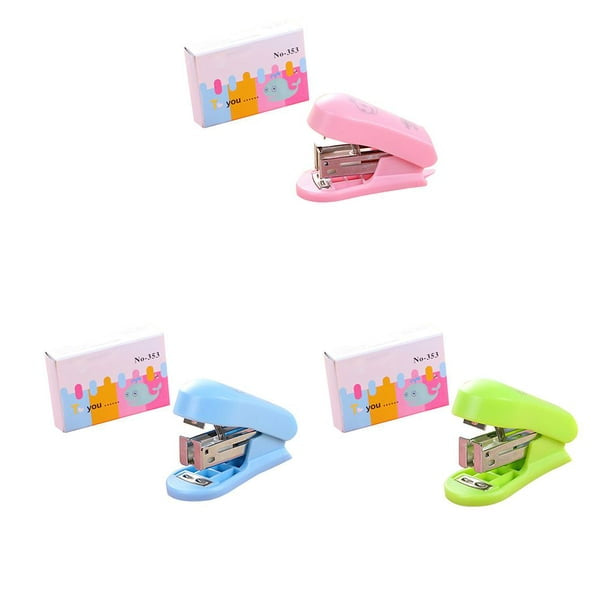 Cartoon Mini Stapler Plastic Mini Stapler School Book Sewer Office Binding Stapler Paper Stapler