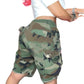 Women's Camo High Waisted Denim Shorts with Ripped Frayed Detail