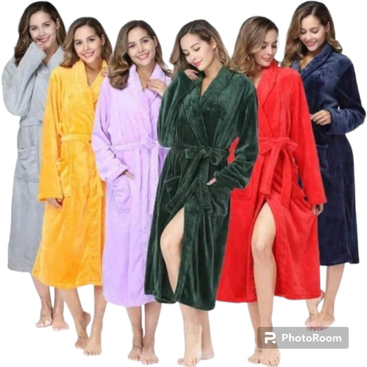 Winter Flannel Sleepwear Women Bathrobe Various Colour