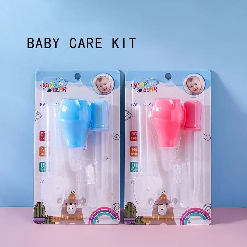 4Piece Set Baby Medicine Feeder Dropper Feeder Spoon Finger Toothbrush Clean Care Tool Nasal Aspirator Maternal And Baby Product