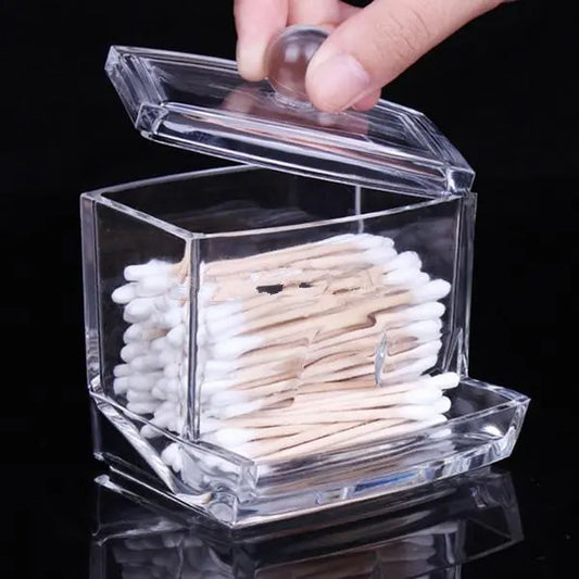 Acrylic Cotton Swab Organizer Box Cosmetic Holder Q-tip Makeup Storage Holder