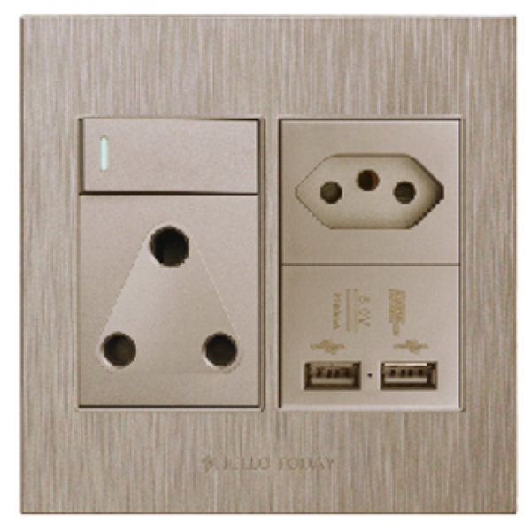 4X4 USB/EURO/SINGLE SOCKET BRONZE DESIGN