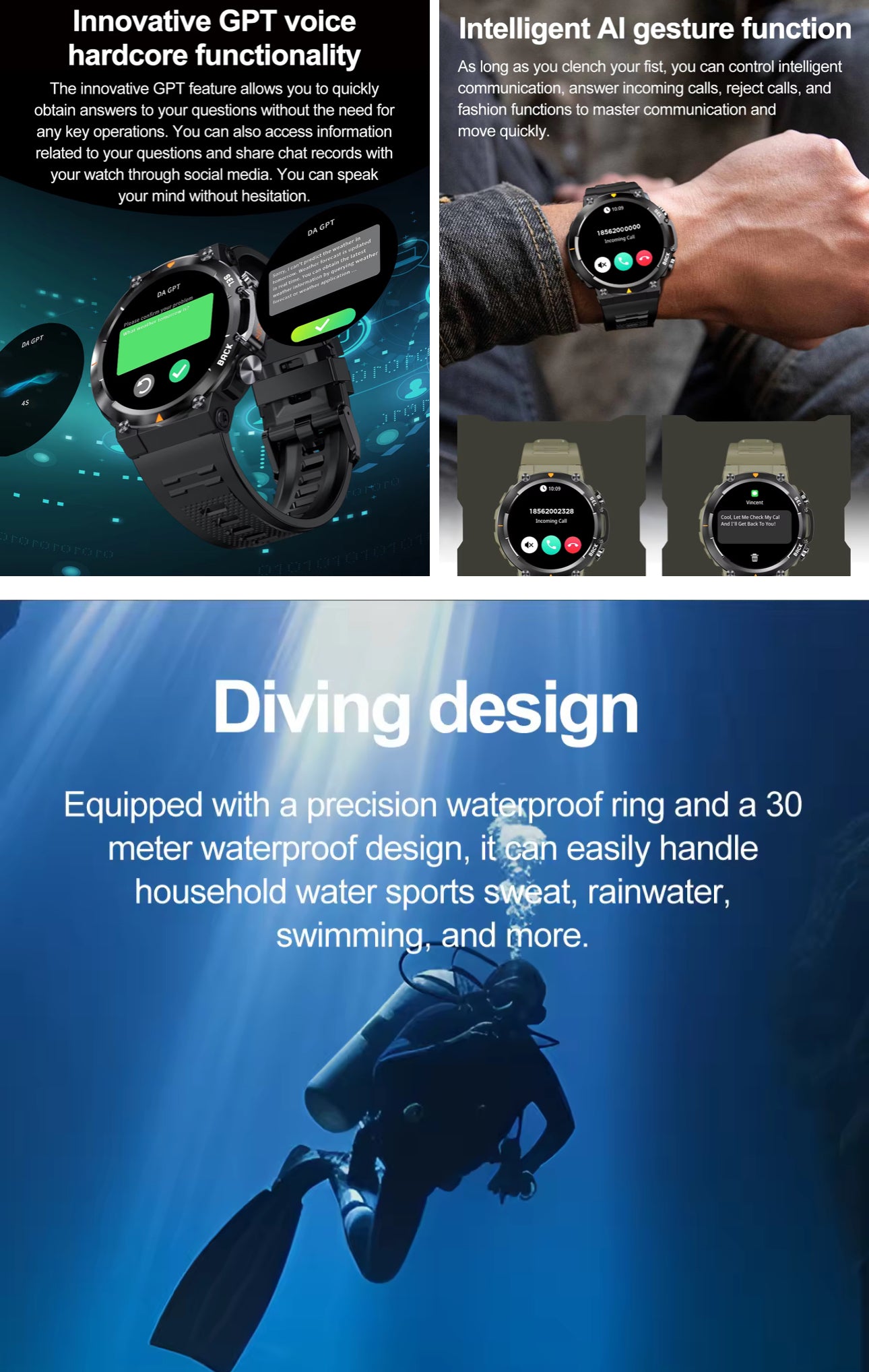 SENBONO MAX18 AI AMOLED Smart Watch Bluetooth Call Big Battery Fitness Tracker Sport Smartwatch for Men & Women Android IOS