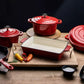 Enamelled Cast Iron Cookware Set Red - 8ps