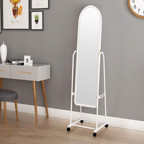 Full Length Free Standing Mirror On Wheels - Available In White or Black