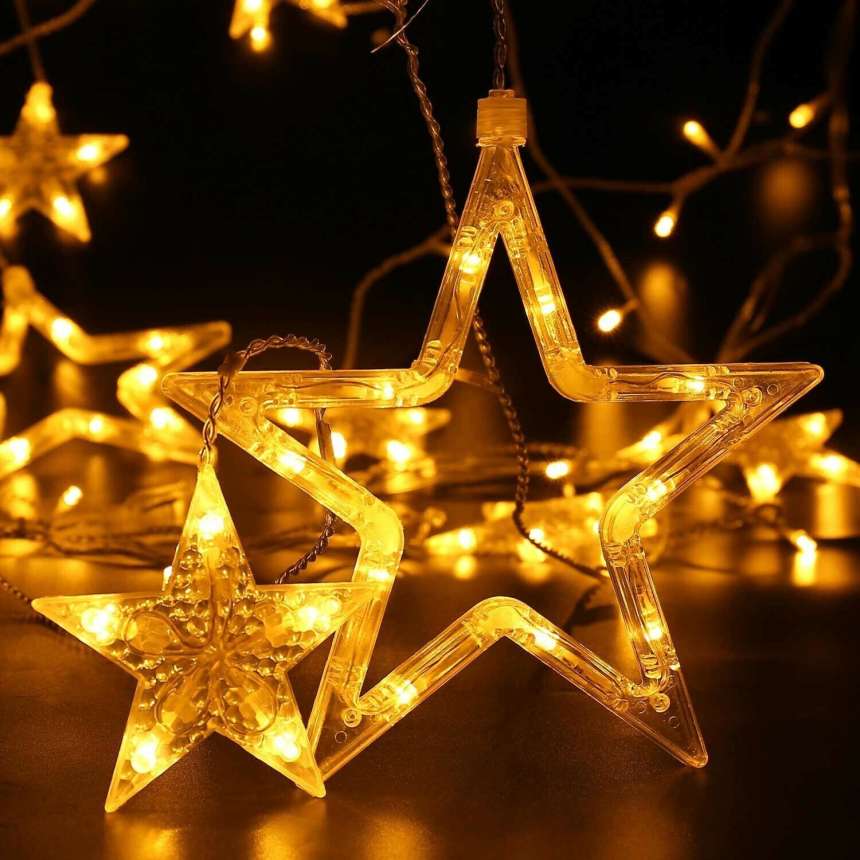 Christmas Star Curtain Lights White - 30M