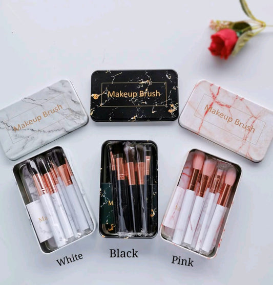 8pcs Marble Makeup Brush Set With  Iron Storage Box, Portable Soft Hair Makeup Brush Set Powder Brush Contour Brush Eyeshadow Brush Highlighter Brush Eyebrow Brush Beauty Makeup Tool