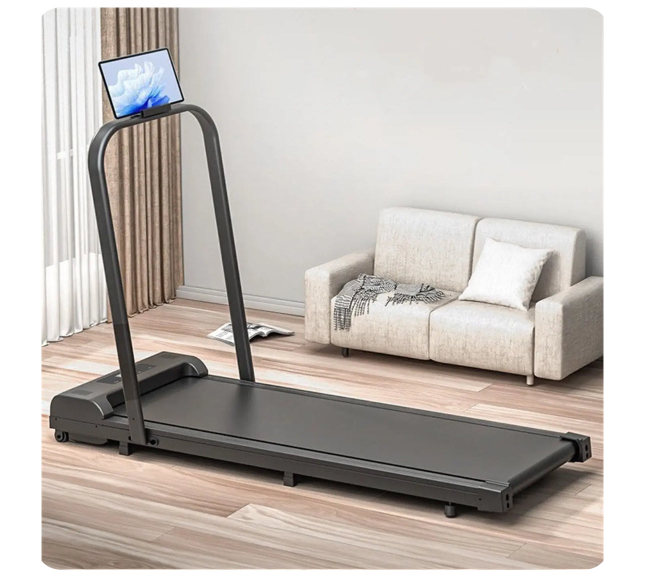 2-in-1 Fitness Foldable Electric Treadmill Space-Saving Machine Walking Running Pad