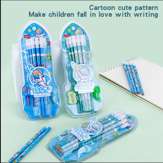 High Quality Cartoon Theme 12pcs Pencils With Eraser