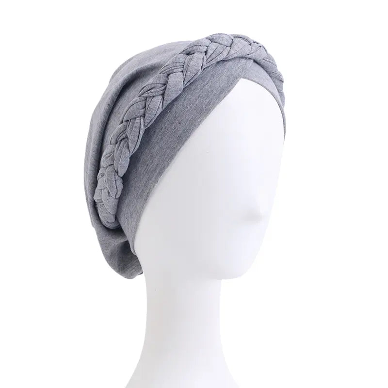 Solid Colour Braided Hair Bonnet