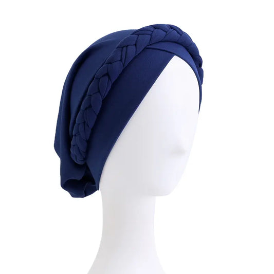 Solid Colour Braided Hair Bonnet