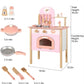 TOYARTSY Colourful Wooden Kids Play Simulation Kitchen Set | Pretend Play Cooking Toy with Accessories