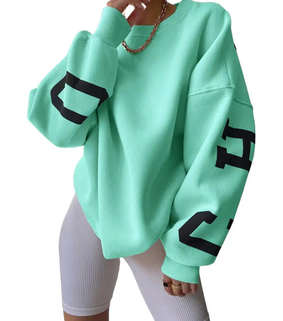 Women's Long Sleeve Baggy Sweatshirt Ladies Fleece Pullover Jumper Top Oversized