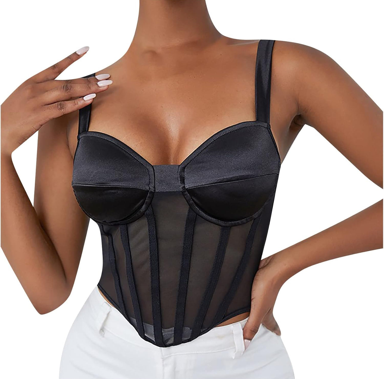 Women Corset Top Gothic Sexy Satin Underbust Bustier Waist Cincher Slimming Body Shaper Corselete Lingerie Party Clubwear