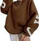 Women's Long Sleeve Baggy Sweatshirt Ladies Fleece Pullover Jumper Top Oversized