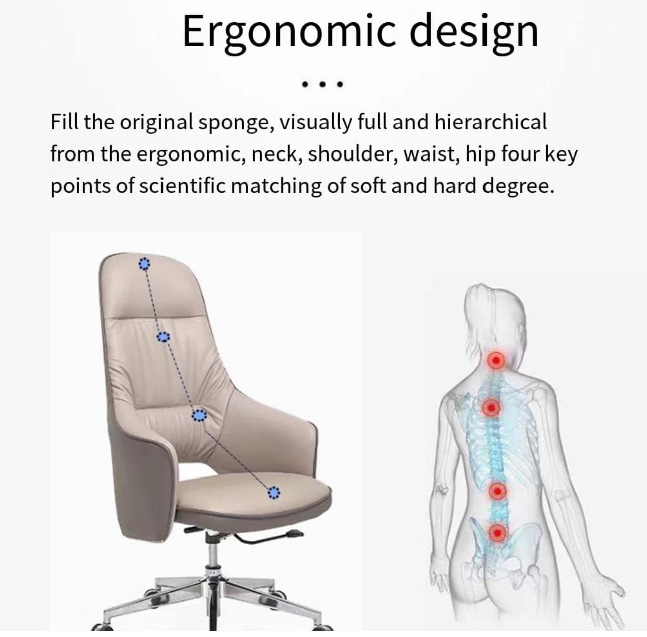 Executive Office Chair, Modern Off White Ergonomic Computer Desk Chair for Heavy People High Back and Lumbar Support Adjustable Height 360 Degree Swivel Boss Chairs for Aldult, Home, Office