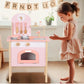 TOYARTSY Colourful Wooden Kids Play Simulation Kitchen Set | Pretend Play Cooking Toy with Accessories