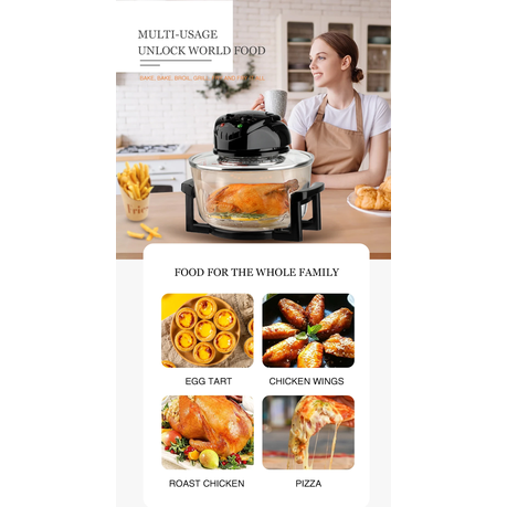 Raf Multi-cooker Glass Air Fryer Electric Convection Halogen Oven