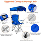 Folding Camping Chair with Shadow Sky, Portable Beach Outdoor Fishing Aluminum with Sun Protection and Carry Bag, Garden Chair for Beach, Pool, Garden, Blue (Color : Blue) XL