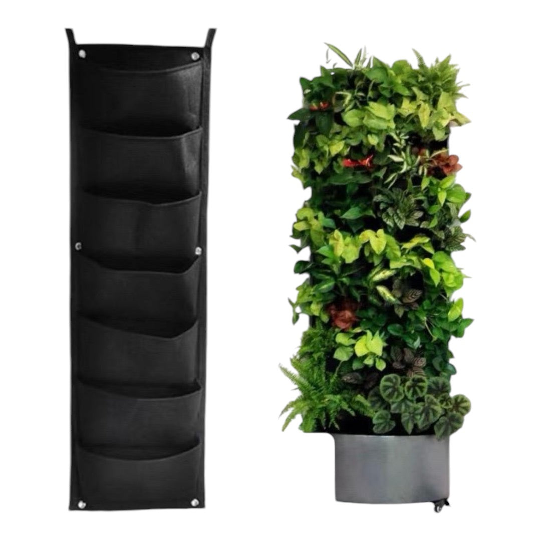 Vertical Hanging Garden Planter with 7 Pockets Waterproof Wall Mount Flower Pot Grow Bag Container Indoor Outdoor