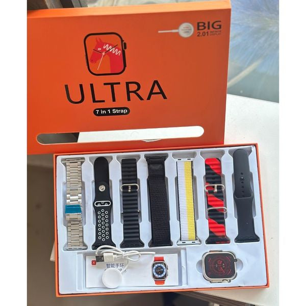 7 In 1 Ultra Smartwatch Combo Offer | Premium Box Packing 7 Straps With Watch