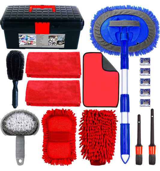 Car Wash Kit - Car Wash Mop Car Wash Cleaning Tools Kit with Car Wash Brush with Long Handle,Microfiber Towels Car Interior Detailing Kit