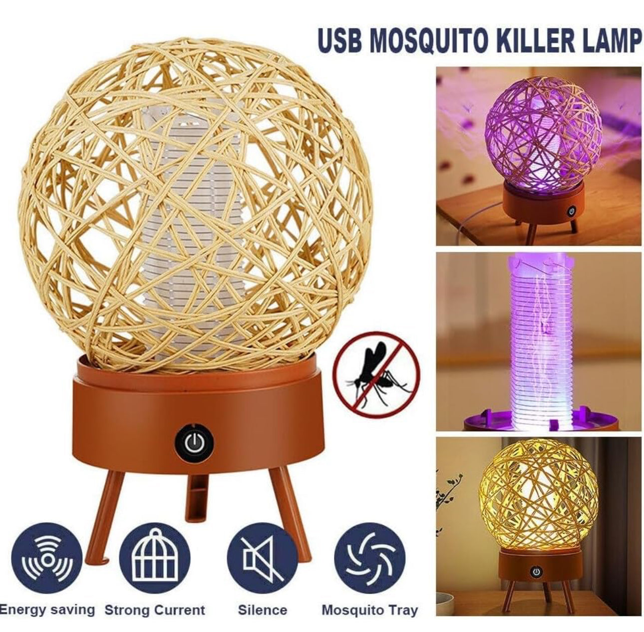 Mosquito Lamp, Solar Camping Lamp and USB Rechargeable Mosquito Trap, Two in One, Effective for Reducing Flying Insects for Indoor and Outdoor Use