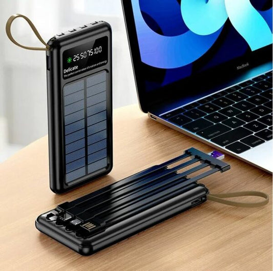 Solar Powered Power Bank 20000Mah With LED Light