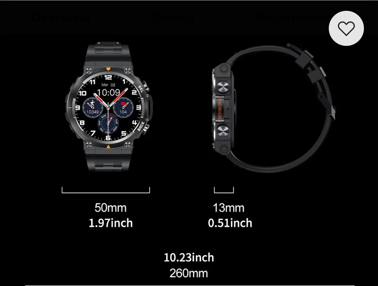 SENBONO MAX18 AI AMOLED Smart Watch Bluetooth Call Big Battery Fitness Tracker Sport Smartwatch for Men & Women Android IOS