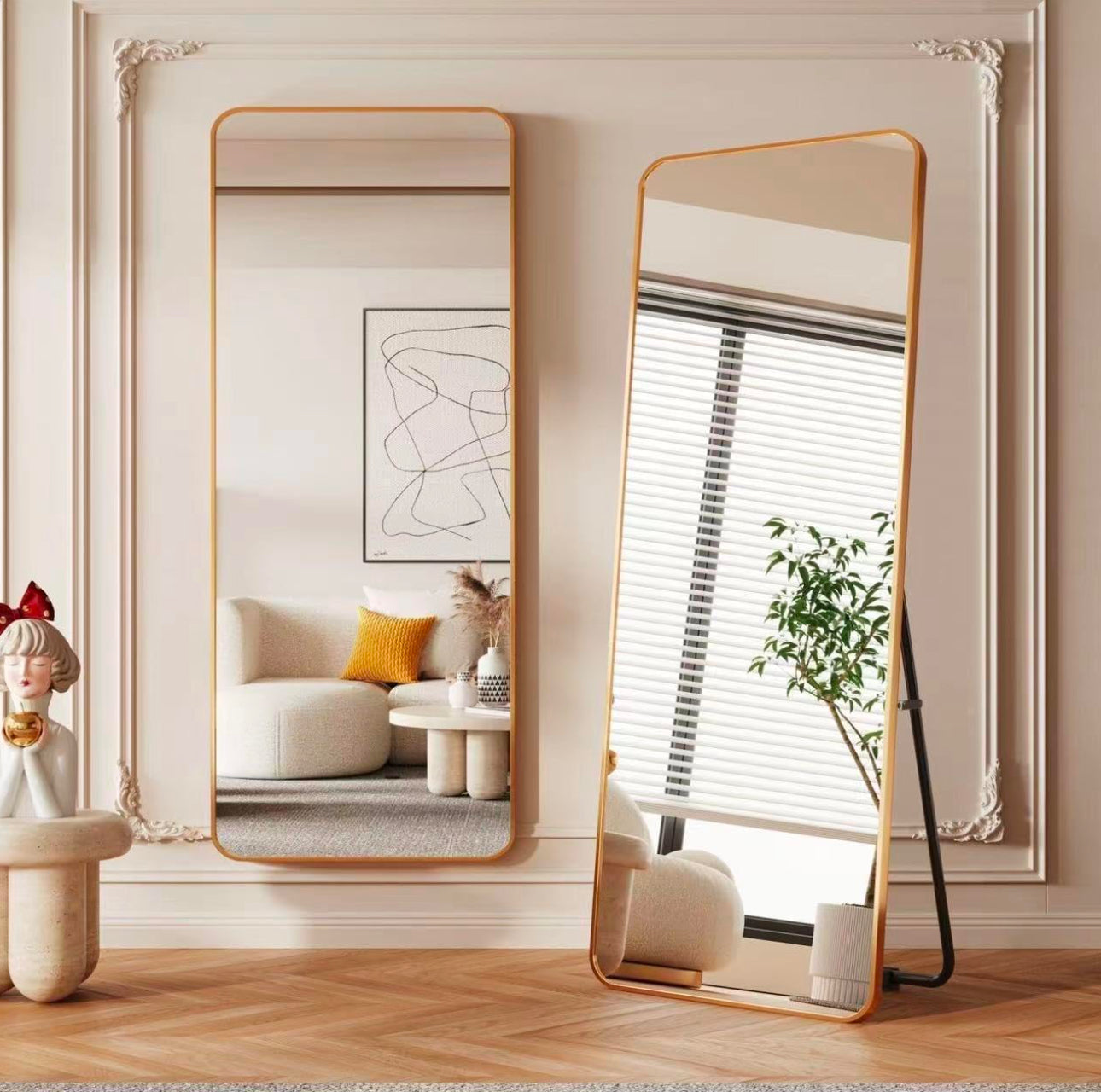 Full Length Aluminium Alloy  Large Standing Dressing Mirror Hanging Leaning Against Wall Mounted Mirror with Stand for Bedroom Locker Room Living Room - Various Options