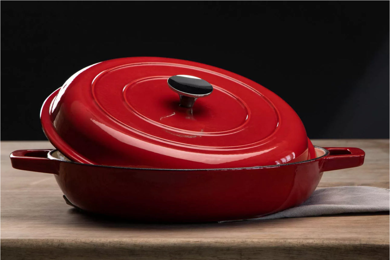 Enamelled Cast Iron Cookware Set Red - 8ps