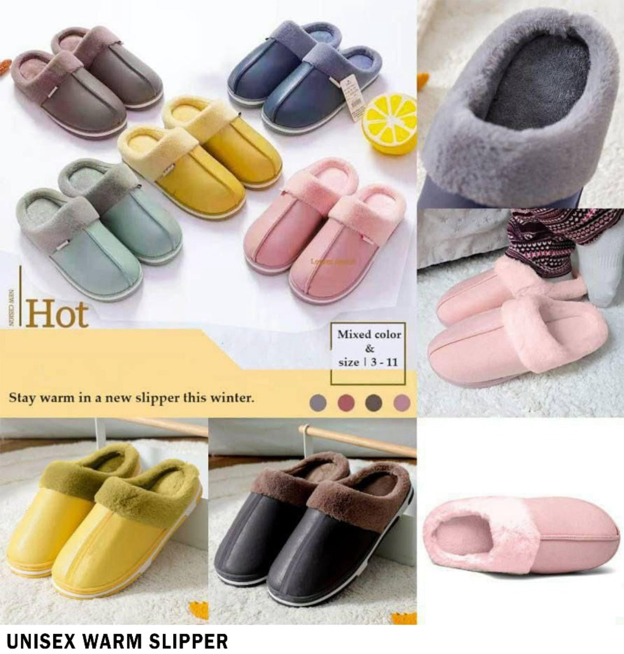 Winter Unisex Plush Lined Slippers, Closed Toe Slip On Shoes, Cozy & Warm Home Slippers