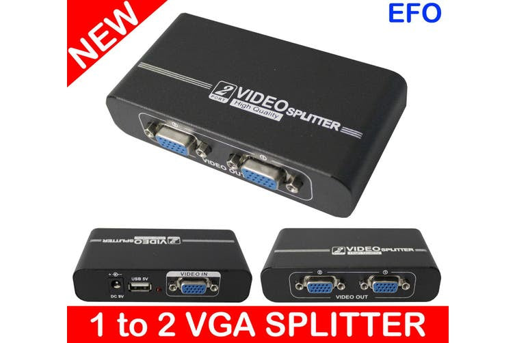 1 To 2 Port Vga Splitter High Resolution Support 1920 X 1440 550Mhz Video 102A