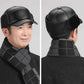 Winter Baseball Cap Plush Cotton Leather Hat Warm Baseball Cap Ear Protection - Unisex