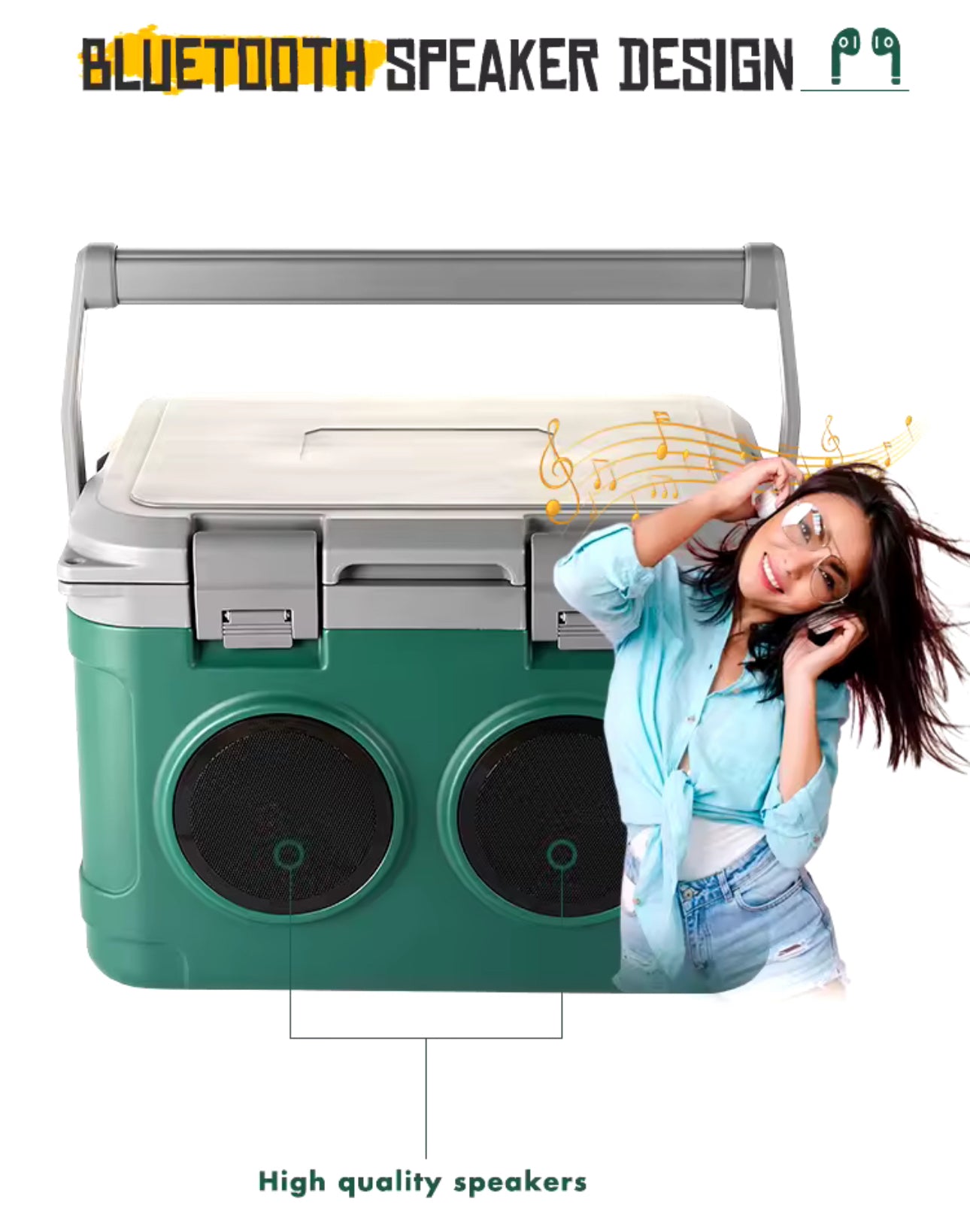 21L Cooler Box with Speaker, Portable PE Insulated Ice Box Cooler-PreOrder Sales Only!